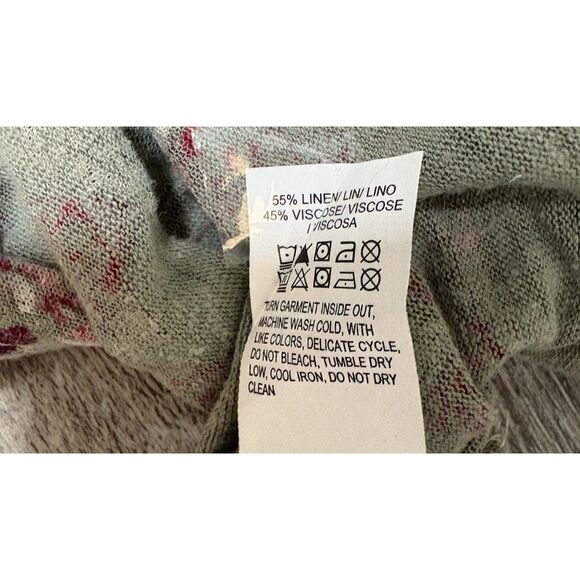 Lucky Brand Top L Pink Gray Paisley Floral Linen Viscose Blend Boho Casual Chic - Picture 4 of 5